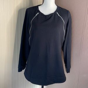 D&co active‎ black long sleeve sweatshirt size medium silver zippers down front